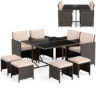  9-Piece Patio Dining Set with Tempered Glass Table and Ottoman product image