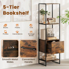 5-Tier Bookshelf with Open Shelves and Drawers product image