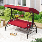 3-Seat Patio Swing with Canopy with Removable Cushions and Side Pocket product image