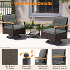 3-Piece Outdoor Swivel Chair Set with 2-Tier Tempered Glass Side Table product image