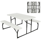 Folding Picnic Table Bench Set with Wood-Like Texture product image