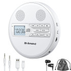 Rechargeable Portable CD Player with Dual Speakers and Anti Skip,CD,Dual Bluetooth,FM Transmission,USB,AUX,LCD Display,Backlit Button,Repeat-White product image