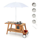 Outdoor Kid's Play Wooden Trolley with Sun Umbrella product image