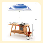 Outdoor Kids' Play Wooden Trolley with Sun Umbrella product image