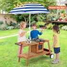 Outdoor Kid's Play Wooden Trolley with Sun Umbrella product image