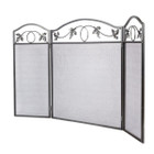 Amagabeli 3-Panel Pewter Wrought Iron Fireplace Screen with Protective Mesh product image