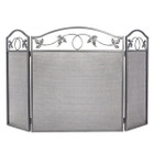 Amagabeli 3-Panel Pewter Wrought Iron Fireplace Screen with Protective Mesh product image
