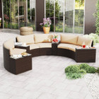 7-Piece Cushioned Patio Furniture Set with Tempered Glass Tables product image