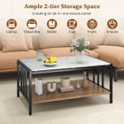 2-Tier Rectangular Coffee Table with Rock Slab Tabletop product image