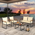 Patio Furniture Set with Tempered Glass Tabletop and Removable Cushions product image