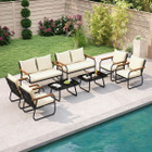 Patio Furniture Set with Tempered Glass Tabletop and Removable Cushions product image