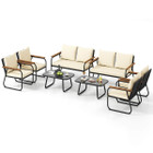 Patio Furniture Set with Tempered Glass Tabletop and Removable Cushions product image