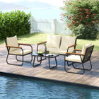 Patio Furniture Set with Tempered Glass Tabletop and Removable Cushions product image
