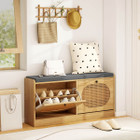 Shoe Storage Bench with Cushion and 2 Flip-Over Doors product image