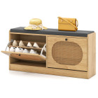 Shoe Storage Bench with Cushion and 2 Flip-Over Doors product image