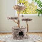 Solid Wood Cat Tree with Woven Cattail Basket product image