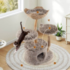 Solid Wood Cat Tree with Woven Cattail Basket product image
