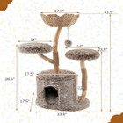 Solid Wood Cat Tree with Woven Cattail Basket product image