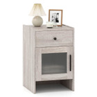 Farmhouse Nightstand Fluted Bed Side Table with Large Drawer product image