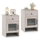 Farmhouse Nightstand Fluted Bed Side Table with Large Drawer product image