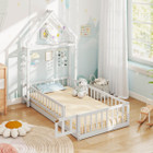 Twin Size Floor Bed with House-Shaped Headboard product image