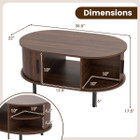 Oval Coffee Table with Sliding Tambour Doors product image
