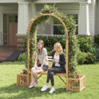 Patio Garden Bench Arbor Arch with Planting Boxes product image