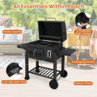 24-Inch Outdoor Barrel Charcoal Grill with 2 Folding Side Tables product image