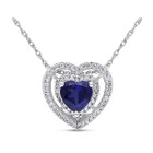 4/5 Carat (ctw) Lab-Created Blue Sapphire Halo Heart Pendant Necklace product image