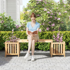 Patio Wooden Bench with Open-Ended Flower Boxes product image