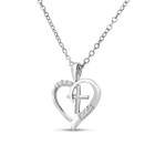 Real Diamond Cross and Heart Necklace In Sterling Silver product image