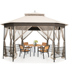 Steel Paneled Beige Mesh Covered 10' x 12' Gazebo product image