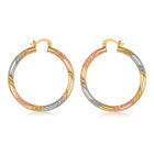 18K Gold-Plated  Tri-Color Twist Diamond-Cut Hoop Earrings product image