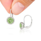 Elegant Green Gemstone Halo Drop Earrings product image