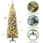 Pre-lit Snow Flocked Artificial Christmas Pencil Tree product image
