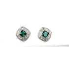 Lab Created Emerald and Real Diamond Earrings in Sterling Silver product image