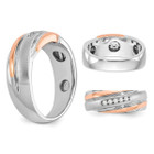 Mens 10K White and Rose Brushed Gold Diamond Band Ring (Size 10) product image