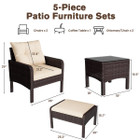 5-Piece Outdoor Patio Furniture Set with Ottoman and Table product image