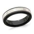 Men's Black Titanium with Silver Milgrain Band Ring (8mm) product image