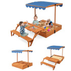 Wooden Sandbox with Lid Cover and Adjustable Canopy product image