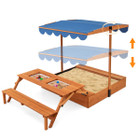 Wooden Sandbox with Lid Cover and Adjustable Canopy product image