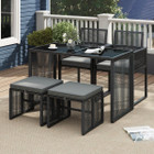 5-Piece Outdoor PE Wicker Patio Dining Set with Ottoman product image