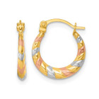 14K Yellow, Rose and White Gold Hoop Earrings product image