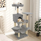 58” Tall Multi-Level Cat Tree with Upholstered Perch and Cat Condo product image