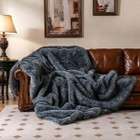  Luxury Fluffy Faux Wolf Fur Throw Blanket product image