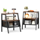 3-Tier Industrial Nightstand with 2 Open Shelves product image