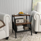 3-Tier Industrial Nightstand with 2 Open Shelves product image