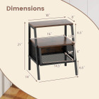 3-Tier Industrial Nightstand with 2 Open Shelves product image