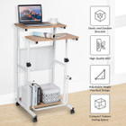 Adjustable Wheeled Standing Desk with Protective Mesh Panels product image