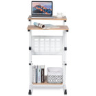 Adjustable Wheeled Standing Desk with Protective Mesh Panels product image